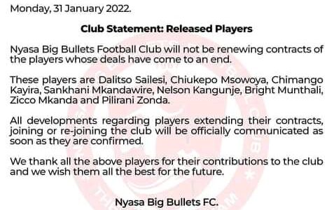 Chiukepo Msowoya, 7 others released at Nyasa Big Bullets