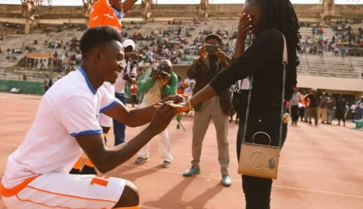 Nigeria Football Player Proposes To His Girlfriend On Pitch (See Photos)