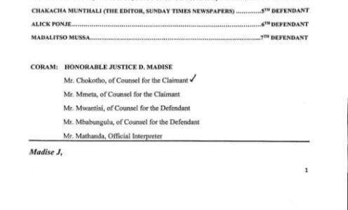 HIGH COURT PUNISHES TIMES GROUP: Orders it to pay Dr George Chaponda for defamatory articles