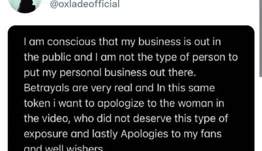 Singer Oxlade apologizes to lady in his viral s3x tape