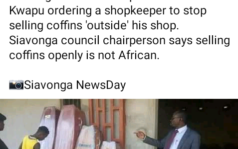 Zambian Council orders man to stop selling coffins outside his shop, says “it’s not African”