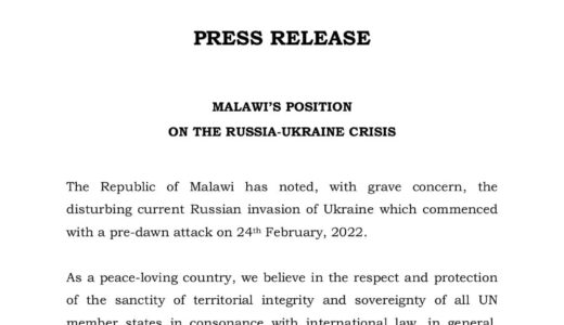 Malawi govt condemns Russia’s invasion of Ukraine