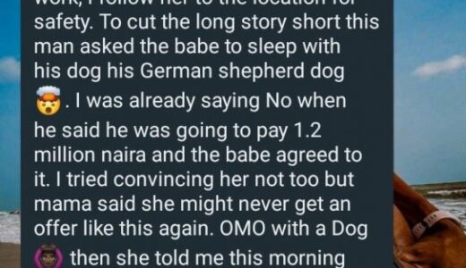 WATCH| Full Story Of Nigerian Girl Sleeping With A Dog In Lagos For 5Million Per Night