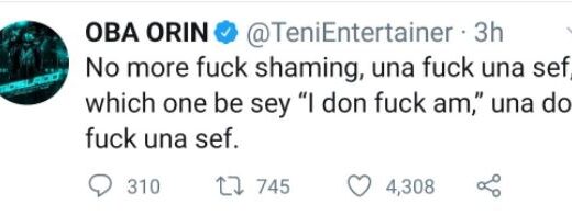 Nigerian Singer Blasts Men Who Shame Women After Having S3x With Them