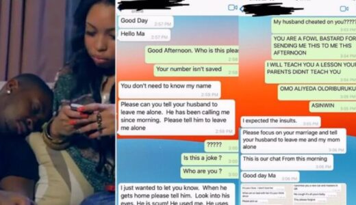 Screenshots; Side Chick Reports Man He Was Seeing To His Wife After He Cheated On Her With Her Friends