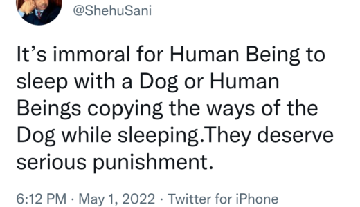 Nigerian Senator Shehu Sani says ‘It’s immoral for human being to sleep with a Dog,They deserve serious punishment’ –