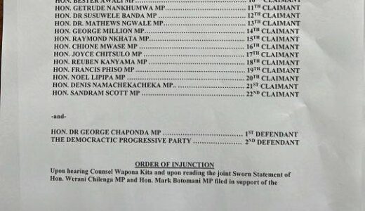 DPP MPs obtain injunction against Chaponda’s appointment as leader of opposition