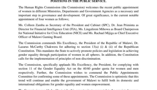 MHRC Smug With Appointment Of Women In Leadership Positions