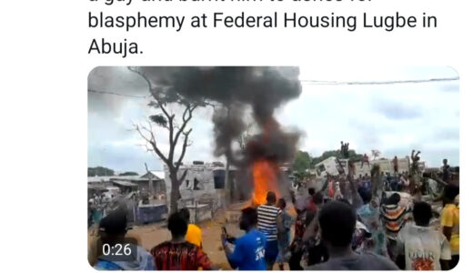 WACTH|| Man stoned and set ablaze over alleged blasphemy in Nigeria