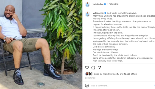 Marrying two wives has brought me blessings and elevated my two wives – Yul Edochie