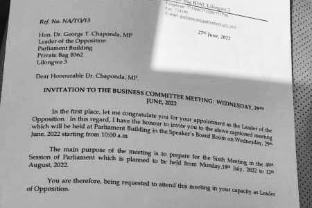 “I have been confirmed as a leader of opposition in parliament”-Chaponda