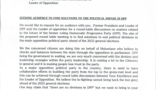 Concerned citizens offer to mediate in Nankhumwa, Mutharika fight