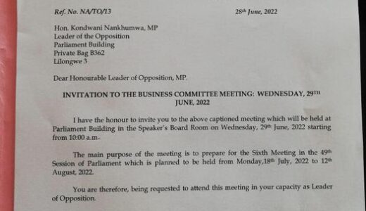 PARLIAMENT ADHERES TO COURT ORDER: Dr Nankhumwa back in the building