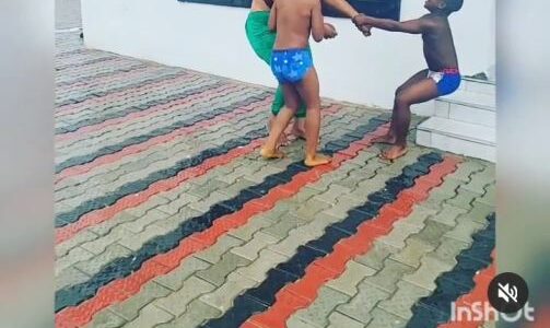 VIDEO: Actress Laide Bakare Ridiculed As She Strips To Her Underwear For A Fun Time With Her Sons