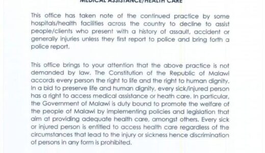 Malawi Public Hospitals Ordered to Stop Demanding Police Reports