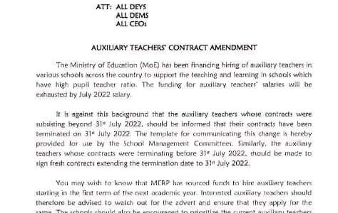 Chakwera ‘Fires’ Auxiliary Teachers