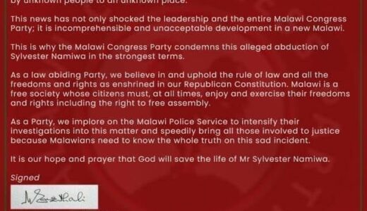 MCP Shocked With Alleged Abduction of CDEDI Leader Sylvester Namiwa