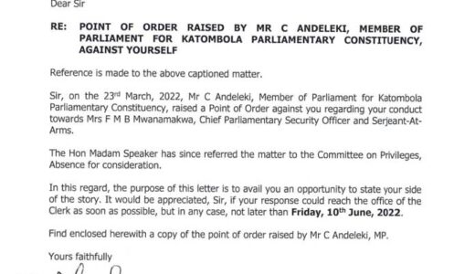 Troublesome Zambian Member Of Parliament Munir Zulu Suspended For 10 Days
