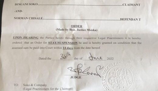 Chisale ordered to deposit MK10 million to court pending his appeal