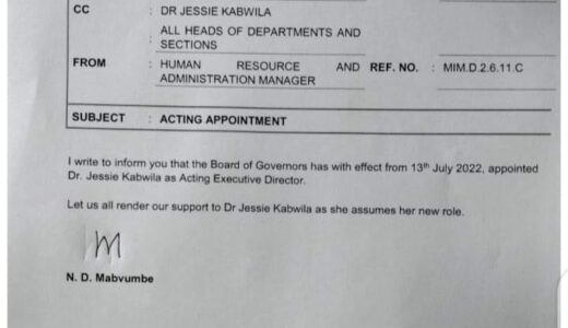 Jessie Kabwila Appointed As MIM Acting ED