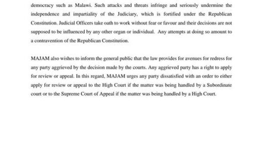 MAJAM reacts to Ben Longwe’s audio clip attacking Judges