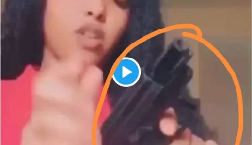 She almost shot herself while playing with gun (Video)