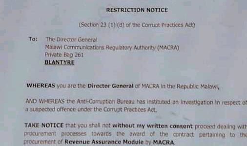 ACB on MACRA’s neck, halts procurement of Revenue Assurance System