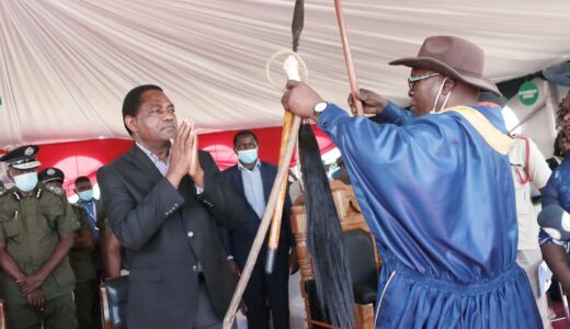 Hakainde Hichilema at it again, spotted kneeling before Chiefs in Zambia (see photos)