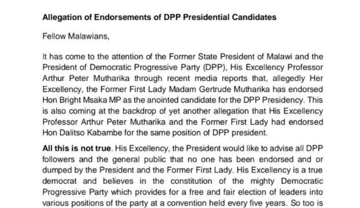 Mutharikas deny endorsing Dalitso Kabambe, Bright Msaka