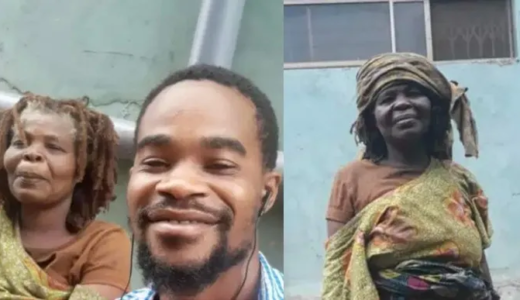 Man exposed after claiming mad woman is his mum and using her to get donations