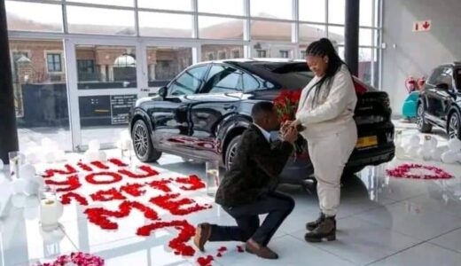 See Photos Of Zambian Man Proposing Her Girlfriend, Gives Her A New Car (Photos)