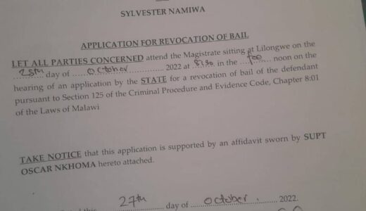 MCP ON NAMIWA AGAIN: Applies for  bail revocation, wants him to rot in jail