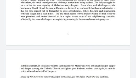Catholic Bishops blast Chakwera in new pastoral letter