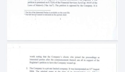 High Court orders liquidation of Alliance Capital Limited: Billions of Malawi kwacha lost, stolen