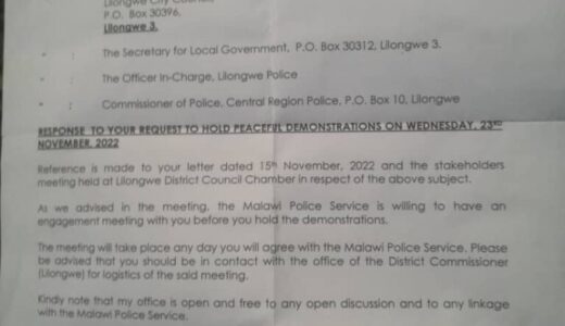 PEOPLE POWER…police dates organizers of peaceful demonstrations on Halimana’s mysterious death