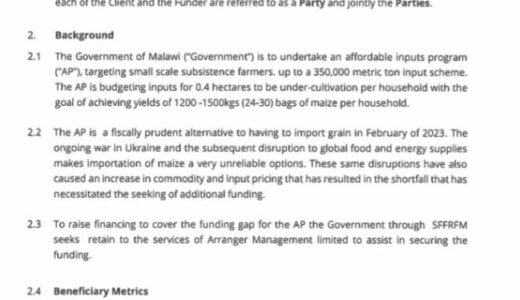 EXCLUSIVE: Chakwera’s Administration in U$170 million AIP deal with another UK Ghost Company