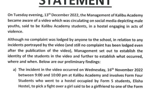 Kalibu Academy Private School speaks out on bullying video, says students fault over a girl (Watch video)