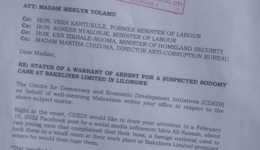 IG Yolamu given seven days to update Malawians on sodomy case by Bakelines employee