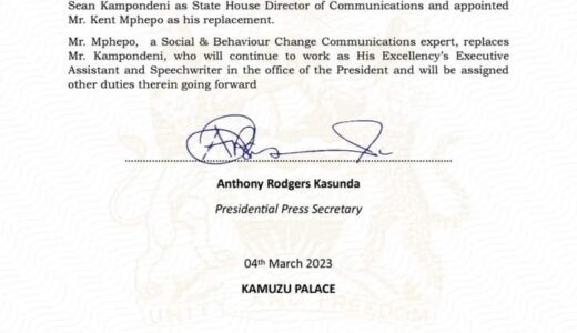 Sean Kampondeni to remain at State House