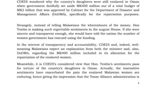 Conflicting remarks on Oman enslaved women irks CDEDI