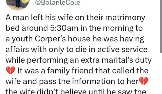 Man Reportedly Dies While “DOING IT” With His Side Chic (See Screeshots)