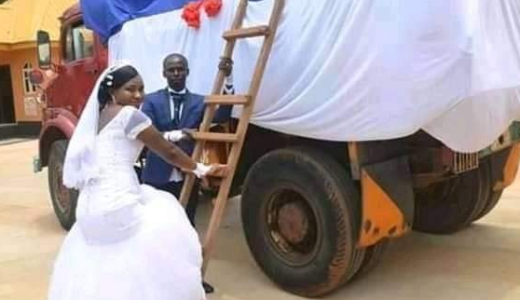 Truck Driver and His wife gets married using with his tipper truck (Watch Video)