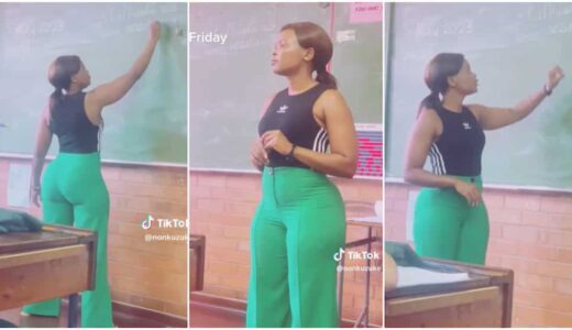 Curvy Lady in Green Trousers Teaches Students in Class, Her Shape Hooks Attention From Students (See Pictures)