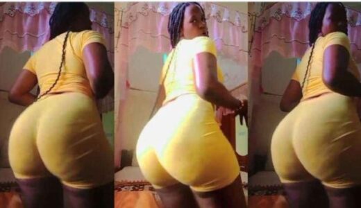 Soft Ny@sh Big lady with massive ‘Behind’ trends as she dance in a tight yellow dress (See Photos)