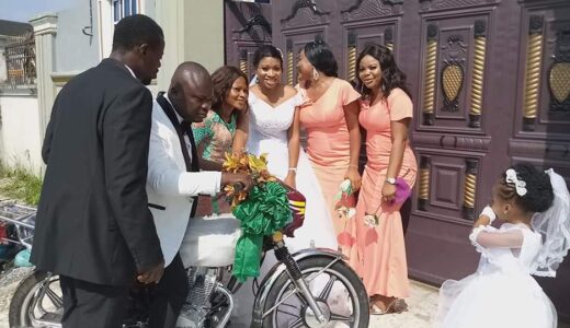 Couple ride bike home to and fro on their wedding (See Photos)