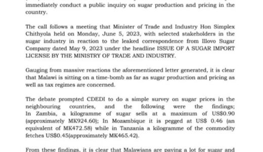 SUGAR PRICING SPARKS DEBATE…CDEDI seeks clarity on sugar production, pricing