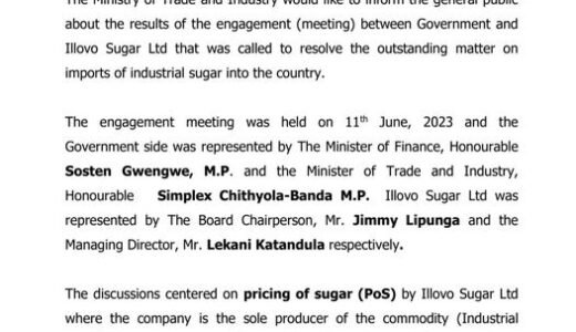Illovo given 7 days to reduce prices of Sugar