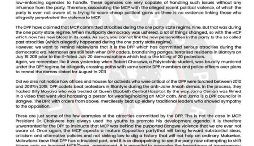 MCP denies being behind Bangwe fracas