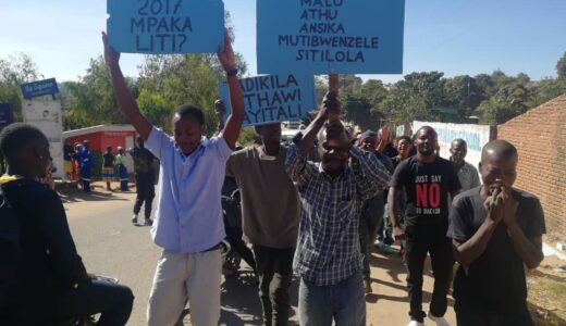 Small Scale Business Operators pushing for a market at Mthawira, holds peaceful demonstrations