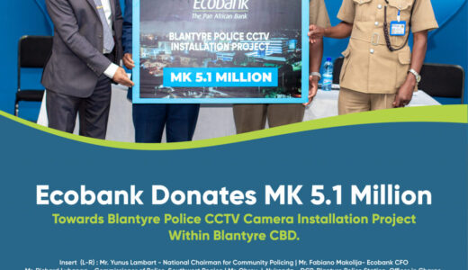 Ecobank donates K5.1 million to Blantyre Police for CCTV project